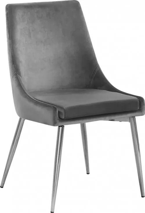 Grey Velvet Accent Chair Silver Toothpick Legs Set of 2