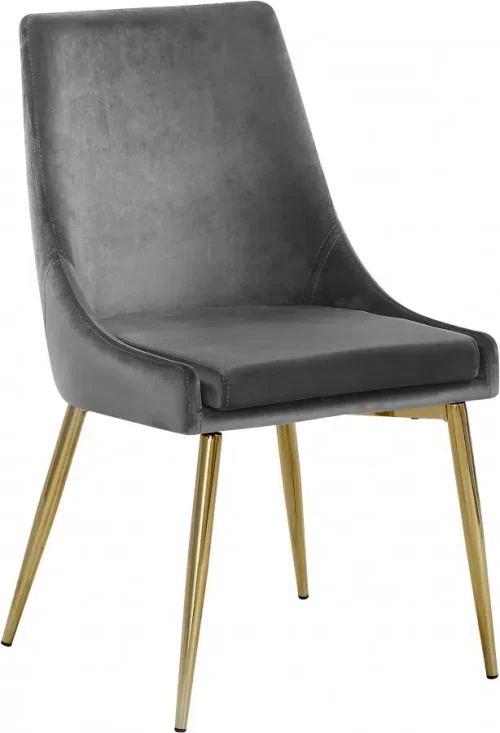 Grey Velvet Accent Side Chair Set of 2