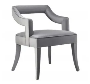 Grey Velvet Dining Arm Chair Upholstered Legs