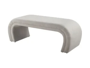 Grey Velvet Rounded Ends Bench