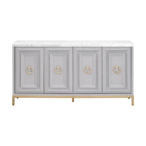 Grey Wood Marble Top Gold Base & Accents Sideboard