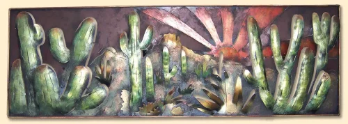 Handmade Metal Cactus Desert Scene Wall Art