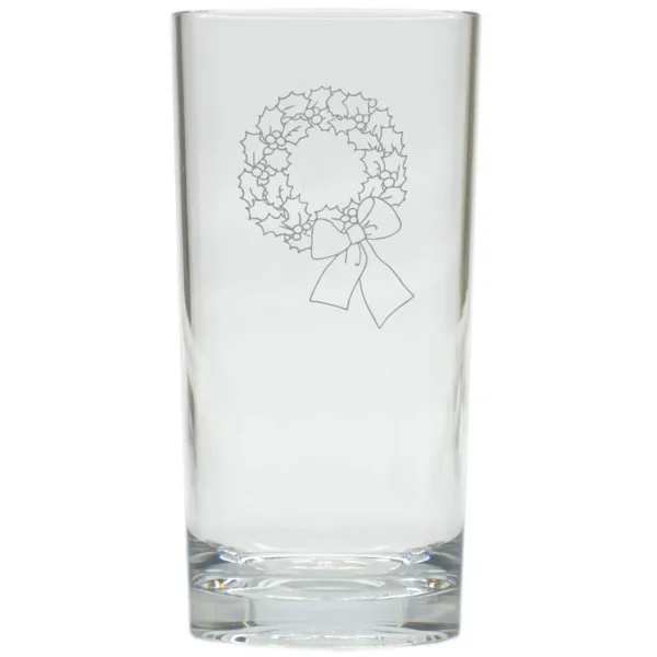 Holiday Wreath Drinking High Ball Glasses Set of 6