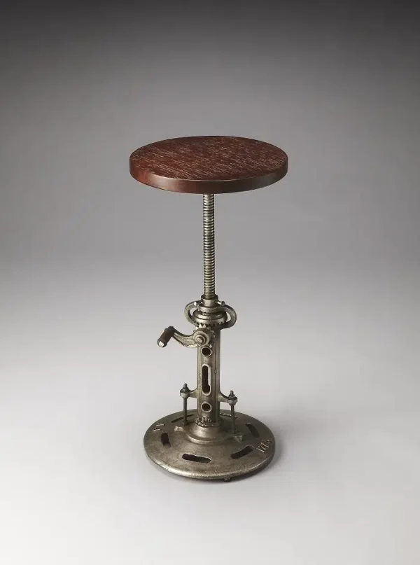 Industrial Bar Stool Dark Wood Metal