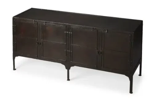 Industrial Black Iron Sideboard Cabinet