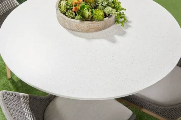 Ivory Terrazzo Round 55" Top Cone Base Dining Table