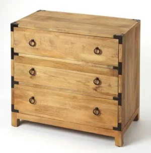 Light Mango Chest of Drawers Cabinet Brass Hardware