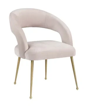 Light Light Pink Velvet Mid Century Glam Accent Dining Chair