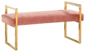 Rose Pink Velvet Bench Gold Legs