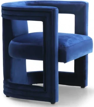 Royal Blue All Over Velvet Mod Barrel Chair