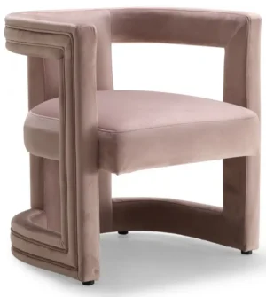 Blush Dusty Pink All Over Velvet Mod Barrel Chair