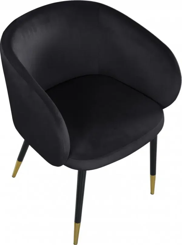 Modish Curved Back Black Velvet Black Legs Dining Accent Chair