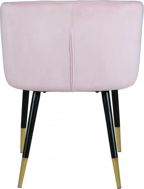 Modish Curved Back Pink Velvet Black Legs Dining Accent Chair