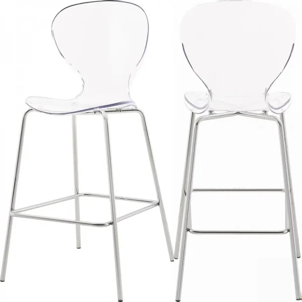 Chic Acrylic Body Silver Base Counter Stool Set of 2