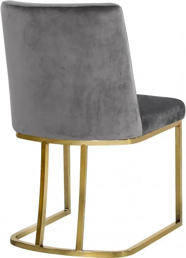 Grey Velvet Accent Curved Dining Chair Set of 2