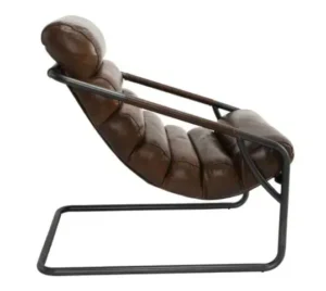 Milk Chocolate Brown Leather Chic Channel Back Lounge Chair