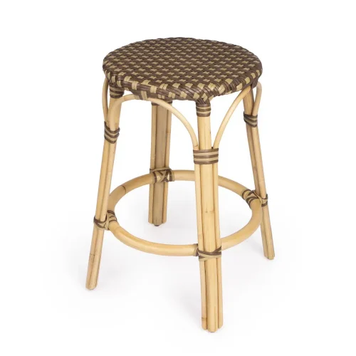 Mocha & Chocolate Woven Rattan Backless Counter Stool