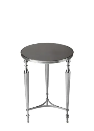 Modern Round Metal & Nickel Accent Table