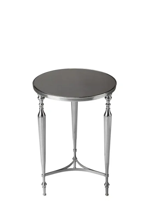 Modern Round Metal & Nickel Accent Table