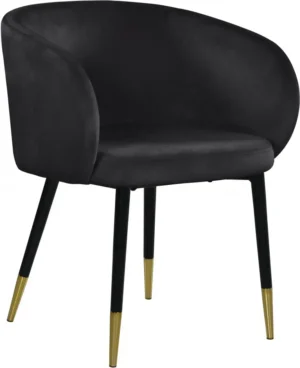 Modish Curved Back Black Velvet Black Legs Dining Accent Chair