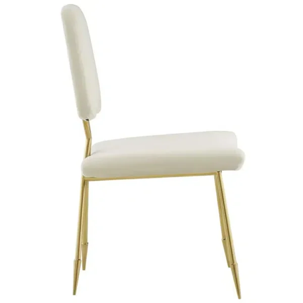Ivory Velvet Gold Toothpick Leg Accent Dining Chair