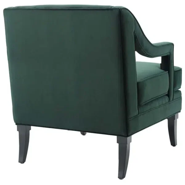 Deep Green Velvet Sloping Cut Out Arm Chair