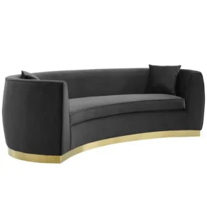 Black Smooth Velvet Curved Sofa