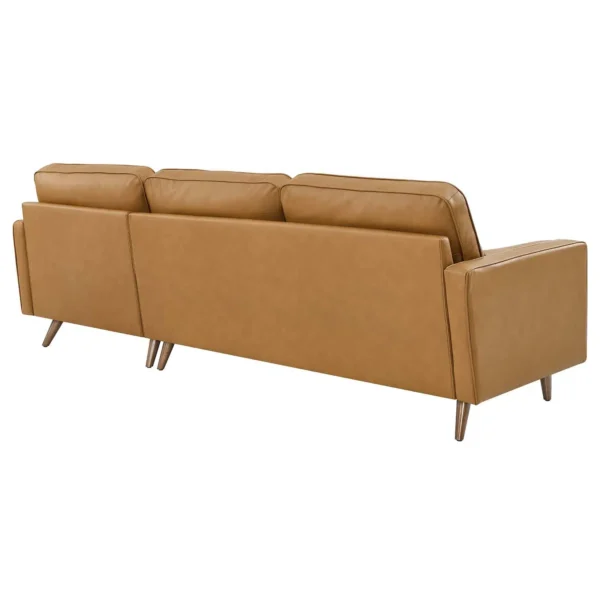 Tan Leather Tufted Sectional Sofa
