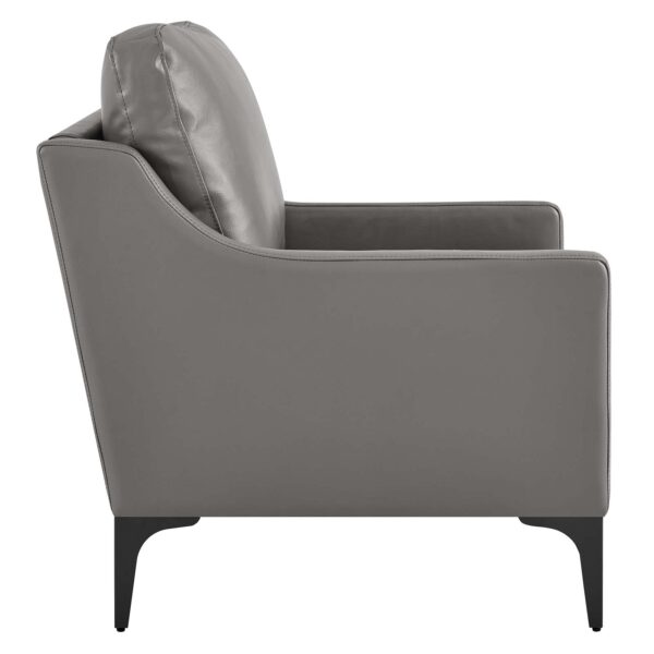 Grey Brown Simple Style Leather Armchair