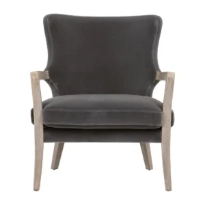 Natural Grey Oak & Grey Velvet Arm Club Chair