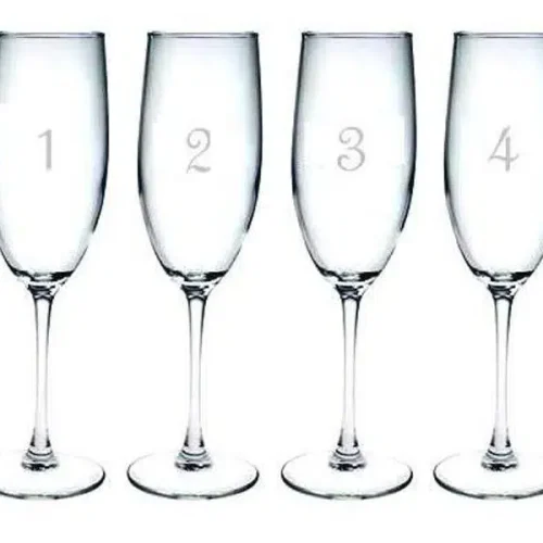 Numbered Champagne Flutes Glasses Set of 12