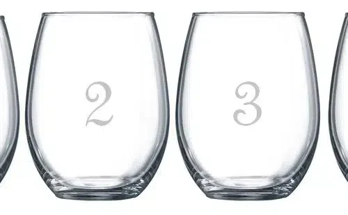 Numbered Stemless Wine Glasses Set of 12
