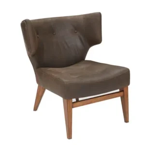 Chocolate Brown Top Grain Leather Tufted Slipper Chair