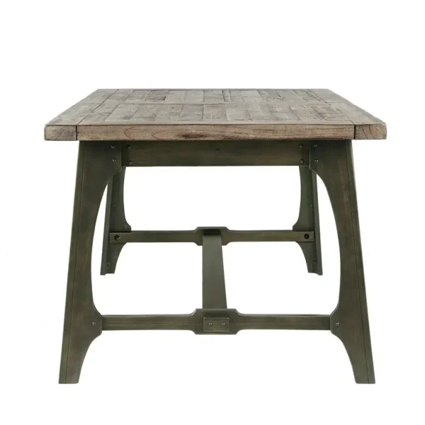 Industrial Rectangle Wood & Metal Extension Dining Table