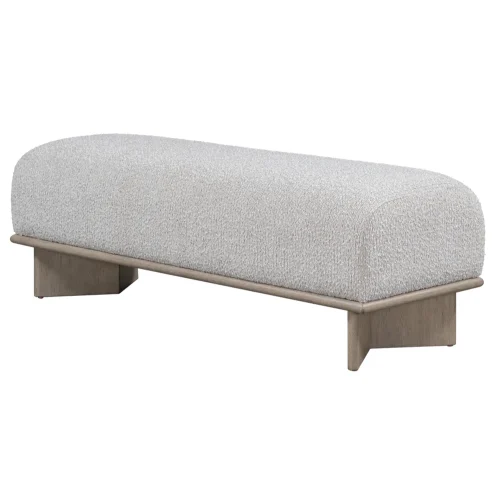 Pearl Color Performance Fabric Bench Ash Wood Base