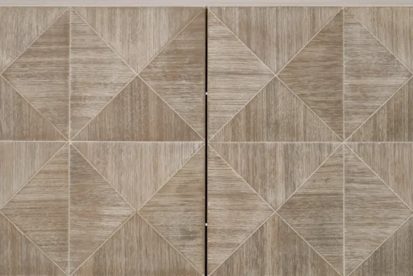Raised Diamond Pattern Sandblasted Acacia Doors Stainless Steel Base Sideboard