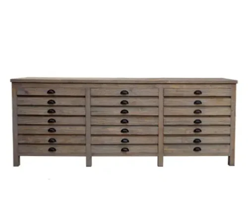Reclaimed Bleached Pine Printmakers Sideboard Cabinet