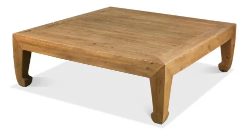 Reclaimed Pine Large Square Coffee Table with Asian Style Flare