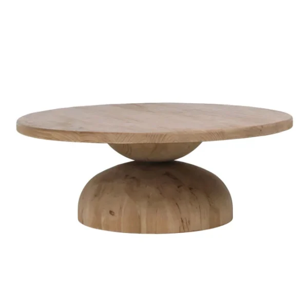 Reclaimed Pine Wood Round Casual Contemporary Coffee Table