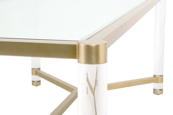 Rectangle Lucite Glass & Brushed Brass Dining Table