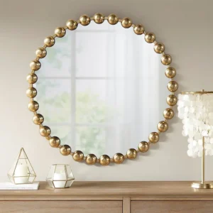 Round Gold Baubles Iron Wall Mirror 27"