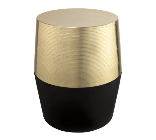 Round White Hammered Gold Base Accent Side Table Stool