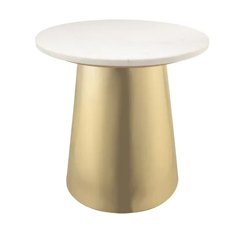 Round White Marble Gold Base Accent Side Table