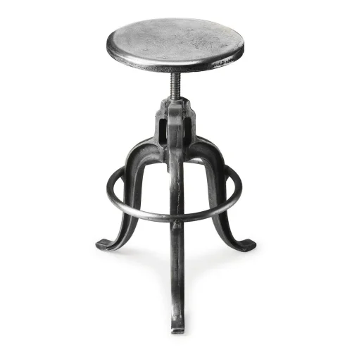 Rustic Silver Iron Vintage Industrial Adjustable Bar Stool