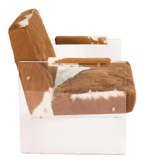 Floating Cowhide Leather Acrylic Body Lounge Chair