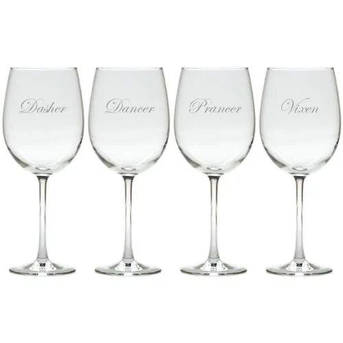 Santa's Reindeer Christmas Wine Glasses Set of 8