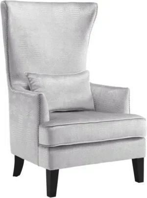 Silver Alligator Velvet Silver Nail Head Accent Wing Chair