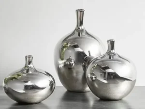 Silver Ceramic Vases Set 3