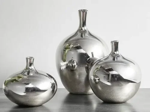 Silver Ceramic Vases Set 3