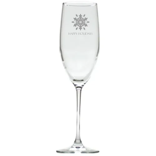 Snowflake Happy Holidays Champagne Flutes Glasses Set of 8